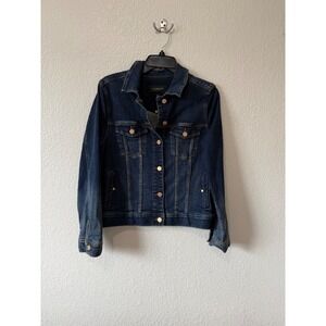 Liverpool Los Angeles Womens Dark Wash Denim Jacket Gold Buttons Size Medium
